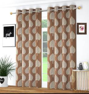 Kraftiq Homes 152 cm (5 ft) Window Polyester Semi Transparent Curtain (Pack Of 2)