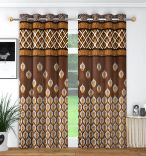 Panipat Textile Hub 213 cm (7 ft) Polyester Semi Transparent Door Curtain (Pack Of 2)