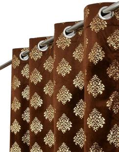 VELOURA 213.36 cm (7 ft) Door Velvet Room Darkening Curtain (Pack Of 2)