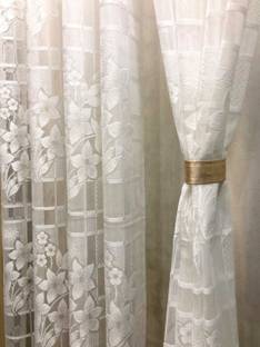 Saanvi Creations 152 cm (5 ft) Net Semi Transparent Window Curtain Single Curtain