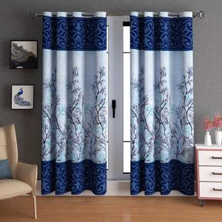 LA VERNE 214 cm (7 ft) Door Polyester Semi Transparent Curtain (Pack Of 2)