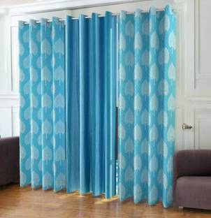 Home Tex 213 cm (7 ft) Polyester Semi Transparent Door Curtain (Pack Of 3)