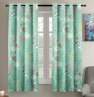 RRC 152 cm (5 ft) Polycotton Room Darkening Window Curtain (Pack Of 2)