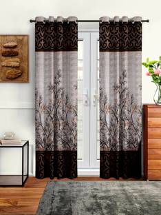 Cortina 270 cm (9 ft) Long Door Polyester Semi Transparent Curtain (Pack Of 2)