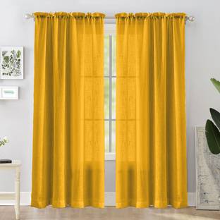 HOMEMONDE 213.36 cm (7 ft) Door Cotton Transparent Curtain (Pack Of 2)
