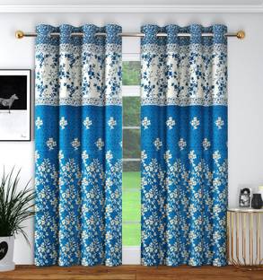 Panipat Textile Hub 213 cm (7 ft) Polyester Semi Transparent Door Curtain (Pack Of 2)
