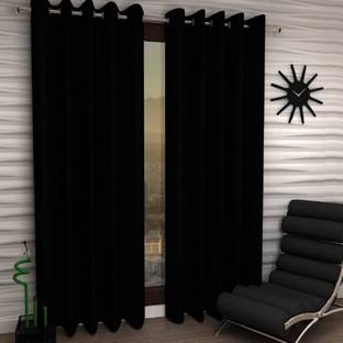 Panipat Textile Hub 213 cm (7 ft) Polyester Semi Transparent Door Curtain (Pack Of 2)