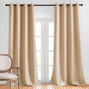 Freshfromloom 274 cm (9 ft) Long Door Silk Blackout Curtain (Pack Of 2)