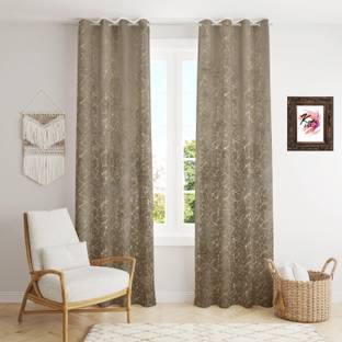 HudHud Furnishings 214 cm (7 ft) Velvet Room Darkening Door Curtain (Pack Of 2)
