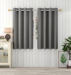 Panipat Textile Hub 153 cm (5 ft) Window Polyester Semi Transparent Curtain (Pack Of 2)