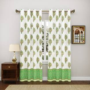 Blocks Of India 210 cm (7 ft) Cotton Semi Transparent Door Curtain (Pack Of 2)