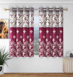 Panipat Textile Hub 153 cm (5 ft) Polyester Semi Transparent Window Curtain (Pack Of 2)