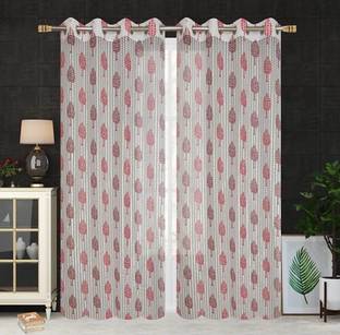 DTODEXPRESS 213.3 cm (7 ft) Tissue Semi Transparent Door Curtain (Pack Of 2)