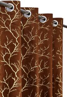 VELOURA 152.4 cm (5 ft) Window Velvet Room Darkening Curtain (Pack Of 2)