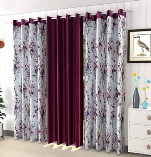 croox 275 cm (9 ft) Polyester Semi Transparent Long Door Curtain (Pack Of 3)