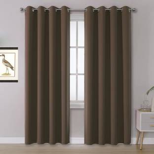 Home Stylish 274 cm (9 ft) Long Door Silk Blackout Curtain (Pack Of 2)