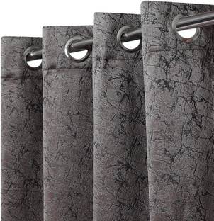 Kraftiq Homes 304 cm (10 ft) Long Door Velvet Room Darkening Curtain Single Curtain