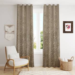 HudHud Furnishings 214 cm (7 ft) Velvet Room Darkening Door Curtain (Pack Of 2)