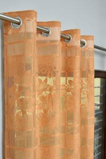 Panipat Textile Hub 210 cm (7 ft) Net Semi Transparent Door Curtain (Pack Of 2)