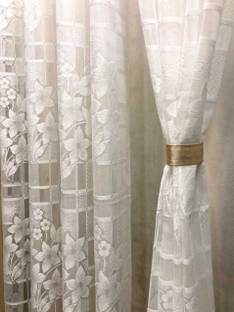 SR Collection 274 cm (9 ft) Net Semi Transparent Long Door Curtain (Pack Of 4)