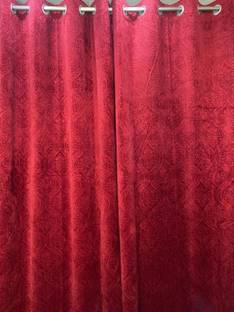 Quibble 274 cm (9 ft) Velvet Semi Transparent Long Door Curtain (Pack Of 2)