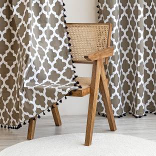 HOMEMONDE 213 cm (7 ft) Door Cotton Semi Transparent Curtain (Pack Of 2)