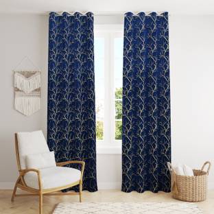 Homefab India 213.36 cm (7 ft) Door Velvet Room Darkening Curtain (Pack Of 2)
