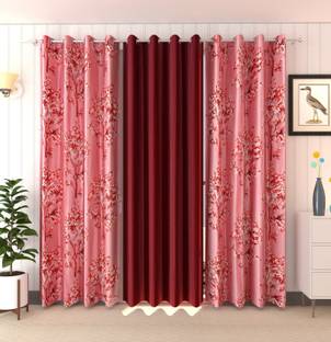 Panipat Textile Hub 153 cm (5 ft) Window Polyester Semi Transparent Curtain (Pack Of 3)
