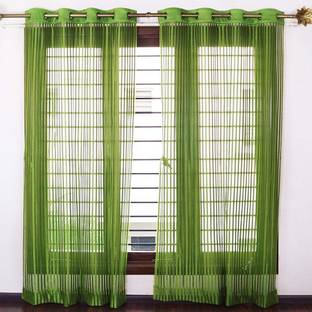 ARTSY HOME 214 cm (7 ft) Tissue, Net Semi Transparent Door Curtain (Pack Of 2)