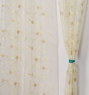 Fabrilia 274 cm (9 ft) Tissue Transparent Long Door Curtain (Pack Of 2)
