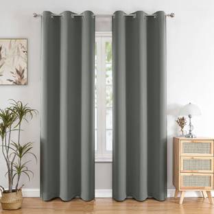 HOMEMONDE 274.32 cm (9 ft) Polyester Blackout Long Door Curtain (Pack Of 2)