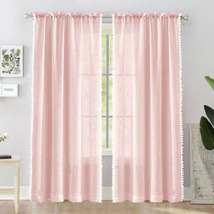 HOMEMONDE 152 cm (5 ft) Window Cotton Transparent Curtain (Pack Of 2)