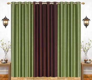 India Furnish 274 cm (9 ft) Polyester Semi Transparent Long Door Curtain (Pack Of 3)