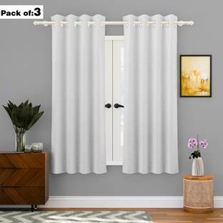KUBER INDUSTRIES 152 cm (5 ft) Cotton Blackout Window Curtain (Pack Of 3)