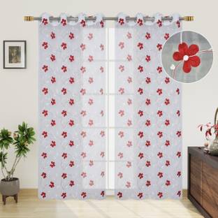 BANAVY 275 cm (9 ft) Long Door Tissue, Net Semi Transparent Curtain (Pack Of 2)