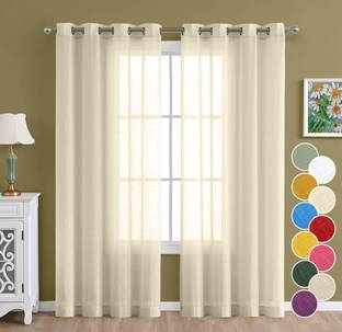 The Linen Company 152 cm (5 ft) Cotton Semi Transparent Window Curtain (Pack Of 2)