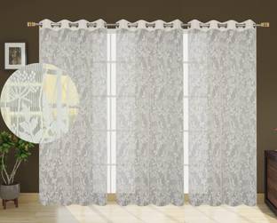 JUBILANT HOME FASHION 152 cm (5 ft) Window Net Semi Transparent Curtain (Pack Of 3)