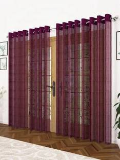 AH ARTSY HOME 275 cm (9 ft) Tissue, Net Semi Transparent Long Door Curtain (Pack Of 4)