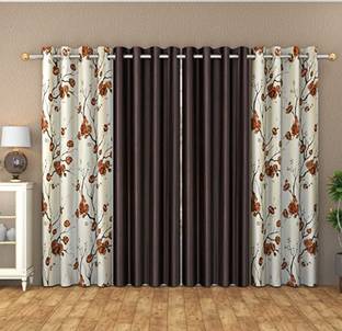 kiara Creations 274 cm (9 ft) Long Door Polyester Semi Transparent Curtain (Pack Of 4)