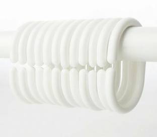 Casanest Bathroom Shower Plastic Curtain Liner Hook Hooks Rings - 12 Pieces (White) Curtain Ring with Hook