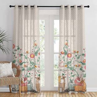 SPACES DRAPE STORY 213 cm (7 ft) Polyester Transparent Door Curtain (Pack Of 2)