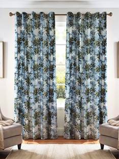 Kanodia Poly Fab 213 cm (7 ft) Polyester Semi Transparent Door Curtain (Pack Of 2)