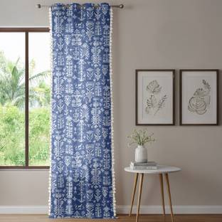 Urban Space 244 cm (8 ft) Long Door Cotton Semi Transparent Curtain Single Curtain