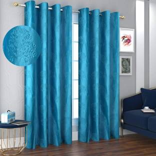 Kraftiq Homes 214 cm (7 ft) Polyester Semi Transparent Door Curtain (Pack Of 2)