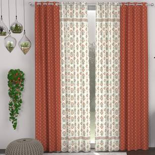 CHHAVI INDIA 213 cm (7 ft) Door Polycotton Semi Transparent Curtain (Pack Of 4)