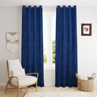 Kraftiq Homes 152 cm (5 ft) Window Velvet Room Darkening Curtain (Pack Of 2)