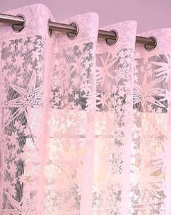 Saanvi Creations 152 cm (5 ft) Net Semi Transparent Window Curtain (Pack Of 2)
