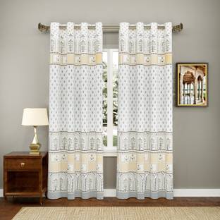 Blocks Of India 210 cm (7 ft) Cotton Semi Transparent Door Curtain (Pack Of 2)