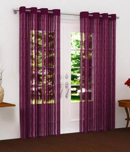 BANAVY 152 cm (5 ft) Tissue, Net Semi Transparent Window Curtain (Pack Of 2)
