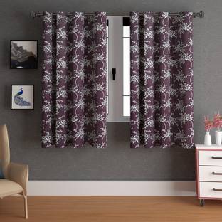 LA VERNE 153 cm (5 ft) Polyester Semi Transparent Window Curtain (Pack Of 2)